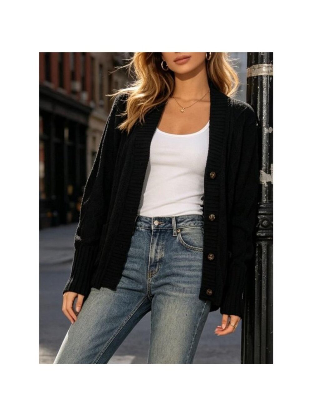 Cozy Cable Knit Button-Up Cardigan